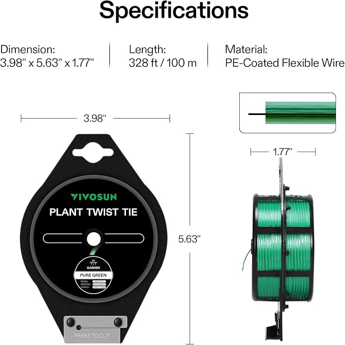 VIVOSUN Twist Ties, 328 ft PE-Coated Green Plant Ties - Image 9