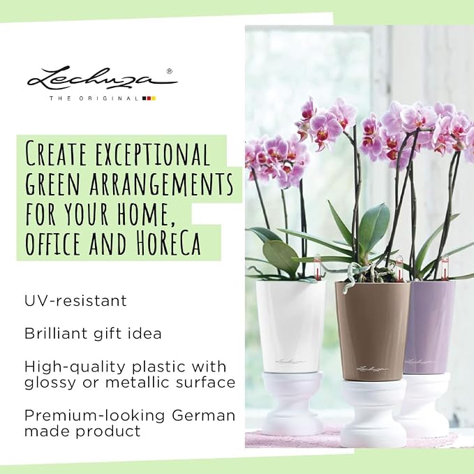 Lechuza MINI-DELTINI Cream White High Gloss, Self-Watering Small Indoor Planter - Image 4