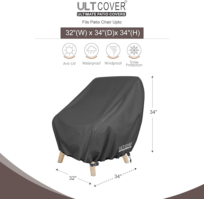 ULTCOVER Waterproof Patio Chair Cover – Outdoor Lounge Deep Seat Single Lawn - Image 2