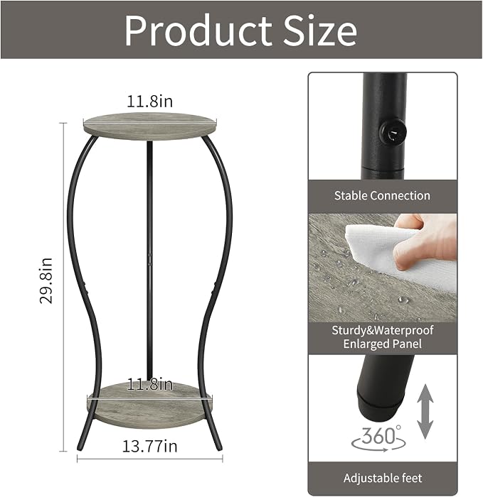 Plant Stand Indoor, 2 Tier Round Tall Plant Stand, Flower Pot Stand, Plant - Image 3