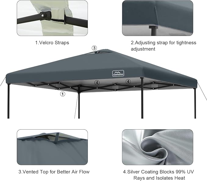 KAMPKEEPER Replacement Top Pop Up Canopy Tent Cover Roof - Image 3