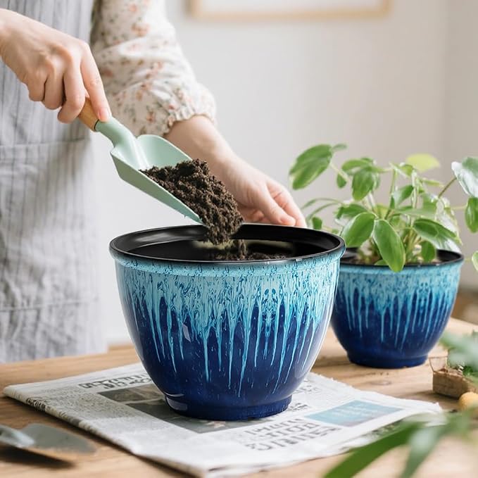 Flower Pots, 8 Inch Plastic Plant Pots - Image 5