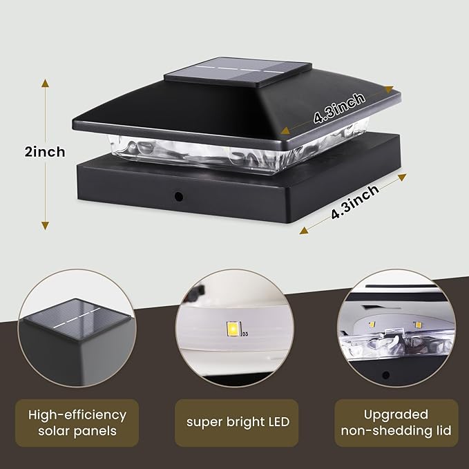Solar Post Cap Lights Outdoor 8pack, Bright Warm White Solar Post Lights - Image 4