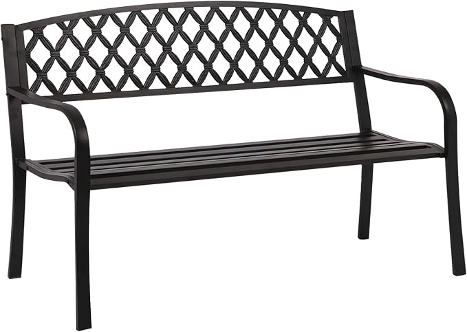 FDW Park Bench Metal Bench 50 Garden Bench Chair Outdoor Benches Clearance by FDW