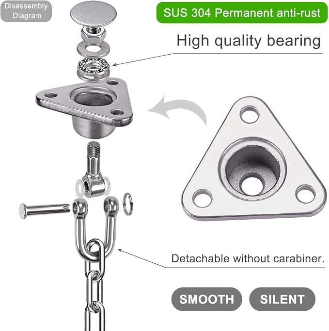 IOH Silent Bearing Swing Hanger Hammock Chair Hanging Kit - Image 2
