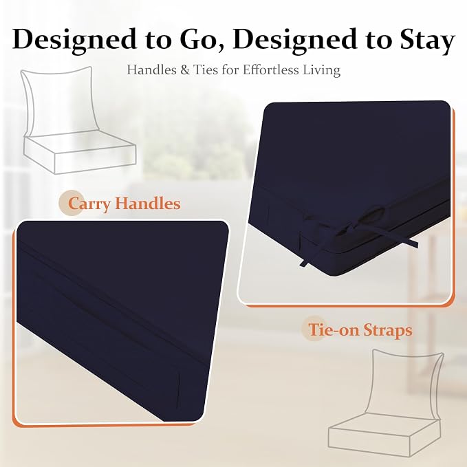 downluxe 24x24 Outdoor Chair Cushions, Waterproof Fade Resistant Patio - Image 4