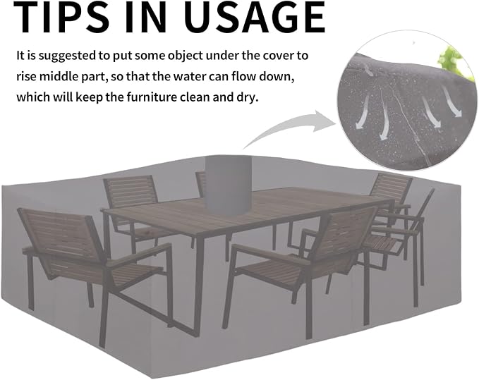 Easy-Going 600D Heavy Duty Patio Furniture Cover, Outdoor Rectangular Table and - Image 7