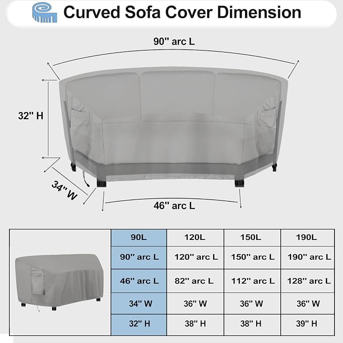OutdoorLines Waterproof Curved Outdoor Sectional Cover - Image 2