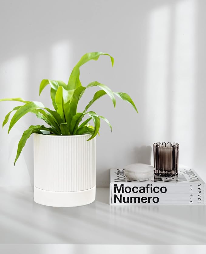 LaDoVita 3 Pack Ceramic Plant Pots 6/5/4 inch, Flowerpot - Image 6