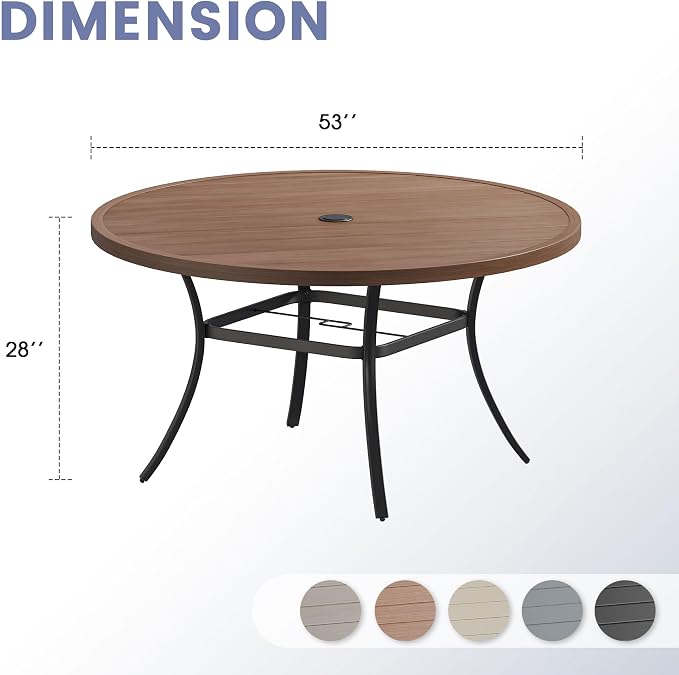 VICLLAX 53" Round Patio Table, Outdoor Dining Table - Image 2