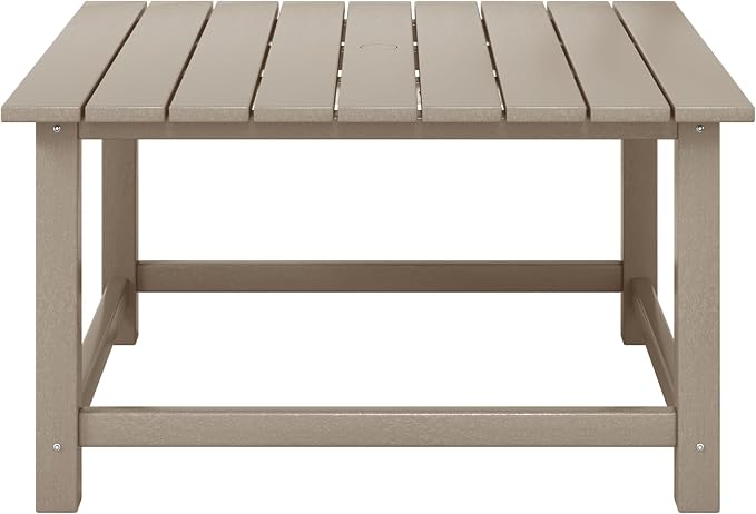 WestinTrends Malibu Low Outdoor HDPE Square Patio Coffee Table, Weathered Wood - Image 3