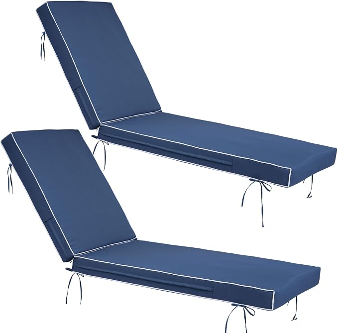 Chaise Lounge Cushions Outdoor Set of 2, Waterproof & Fade Resistant Patio by SXIORMHJ
