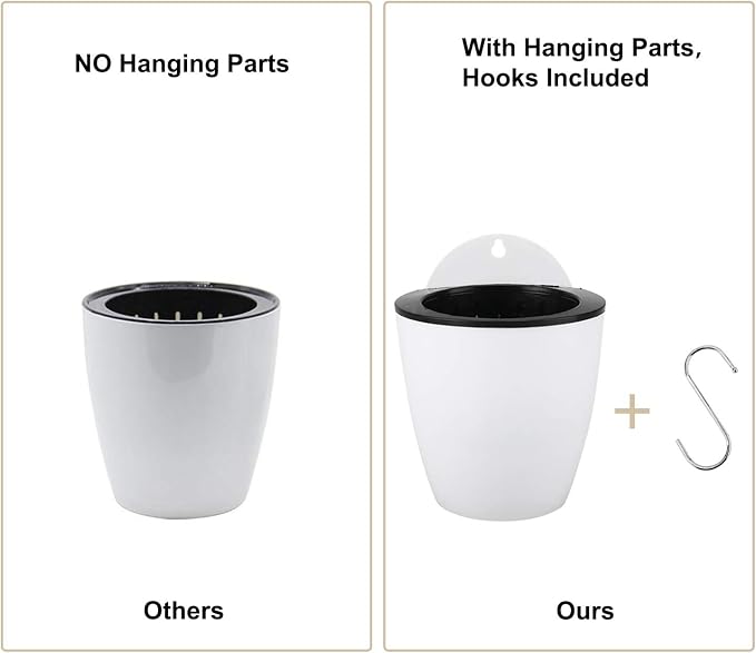 Homend 7 Pack Self Watering Hanging Planters, L Size, Suitable - Image 4
