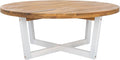 SAFAVIEH Outdoor Collection Leo Natural/White Solid Wood Round Coffee Table by SAFAVIEH