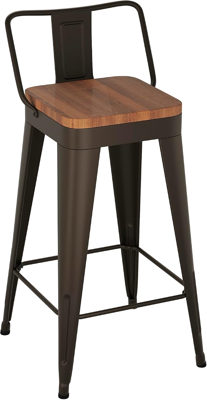 Bar Stools Set of 2 Metal Bar Stool Counter Height Bar Stools 24" Rusty Modern - Image 5