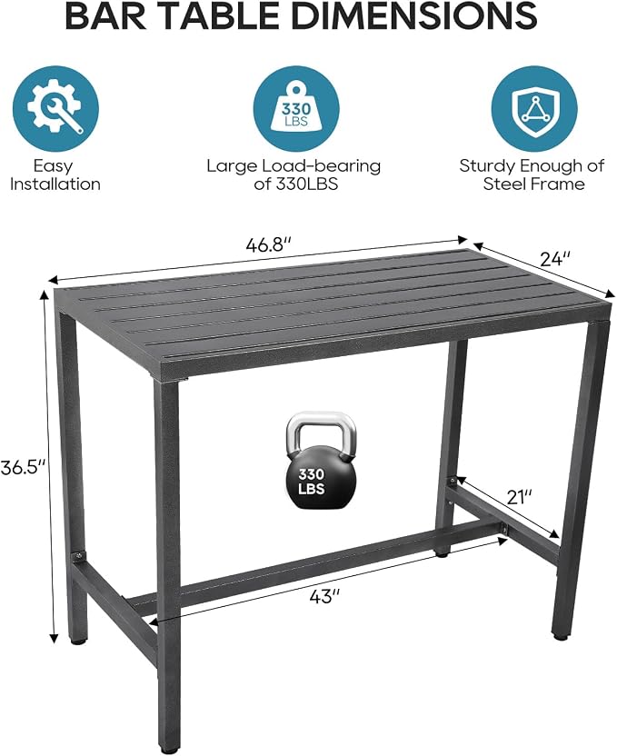 Outdoor Bar Table, Patio Console Pub Height Table - Image 3