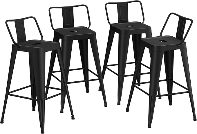 Metal Bar Stools Set of 4, Counter Height Bar Stools - Image 3