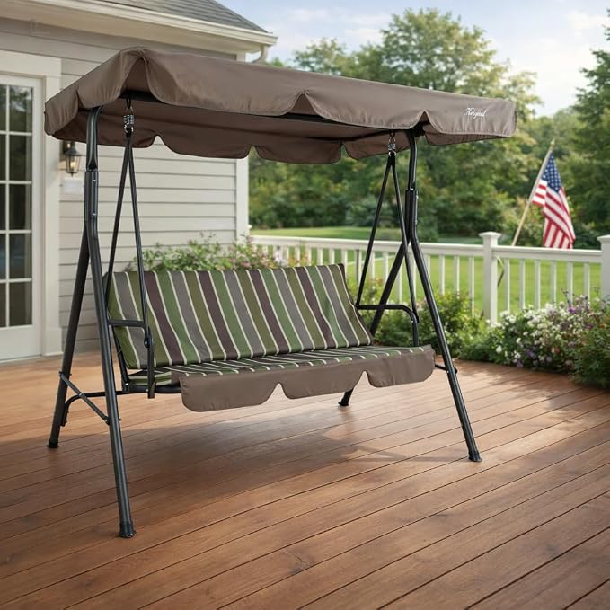 Kozyard Alicia 3-Seat Patio Swing, Outdoor Canopy Swing by Kozyard