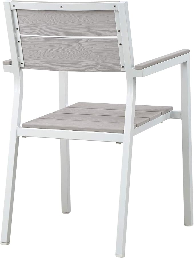 Modway Maine Aluminum Outdoor Patio Two Arm Chairs in White Light Gray - Image 6