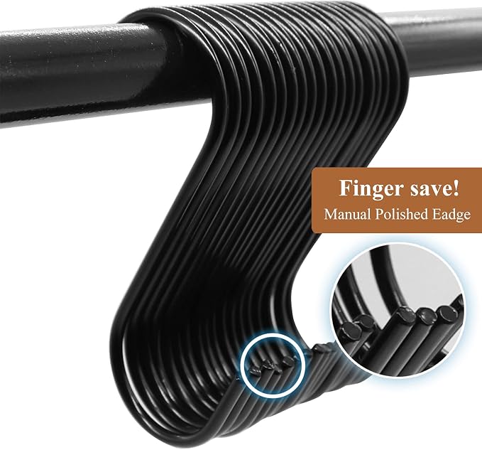 30 Pack 3.7 inch Length S Hooks Black Steel S Shaped Hooks - Image 7
