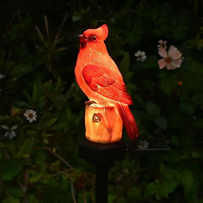 Cardinal Garden Decor Red Bird Figurine Memorial Solar Light Outdoor Stake - Image 5