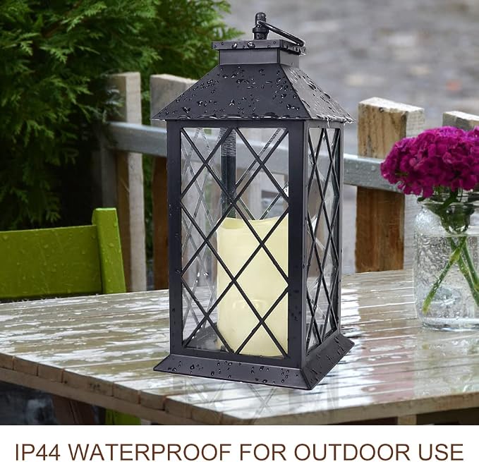 Bright Zeal 13.5" Black Vintage Candle Lantern - Image 3