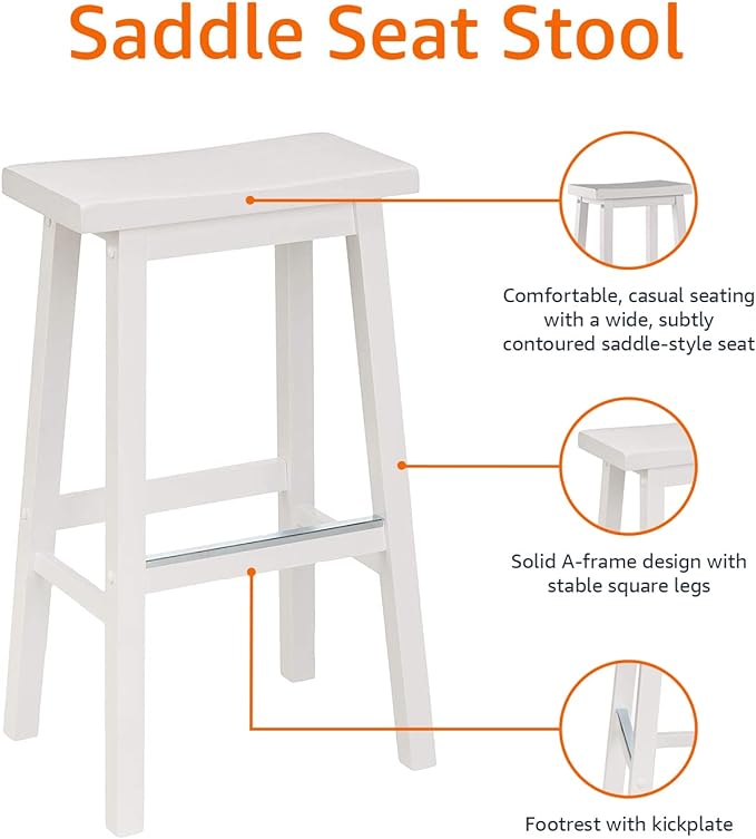 Amazon Basics Solid Wood Saddle-Seat Counter Height Bar Stools - Image 6
