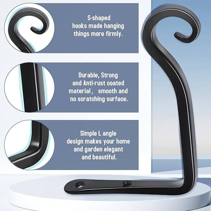 FEED GARDEN Hanging Plant Bracket 2 Pack 6 Inch Hand-Forged Plant Hangers - Image 3