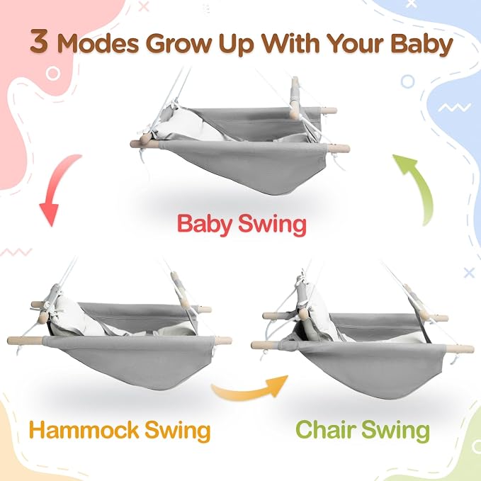 Baby Swing Indoor and Outdoor, Canvas Hammock Swing - Image 2