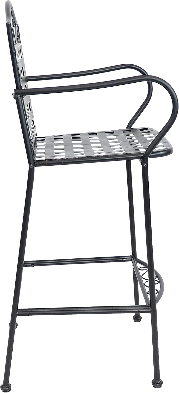 Sunnydaze 47.5-Inch H Wrought Iron Outdoor Bar Chairs - Image 9