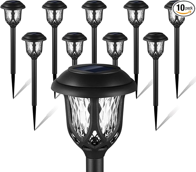 EXCMARK 10 Pack Solar Lights Outdoor Decorative, Solar Pathway Lights Outdoor by ExcMark