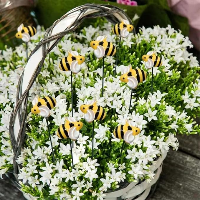DYJAGYO 10Pcs Bee Garden Stakes Decor, Flower Pot Bed GardenDecorGarden Stakes - Image 5