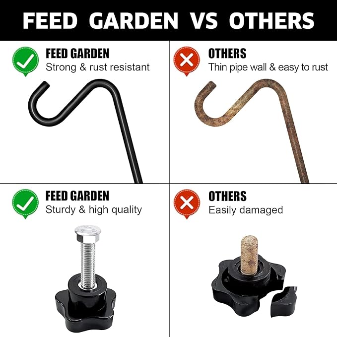 FEED GARDEN [Upgrade Version 2 Pack Bird Feeder Hanger Adjustable 43 Inch Deck - Image 5