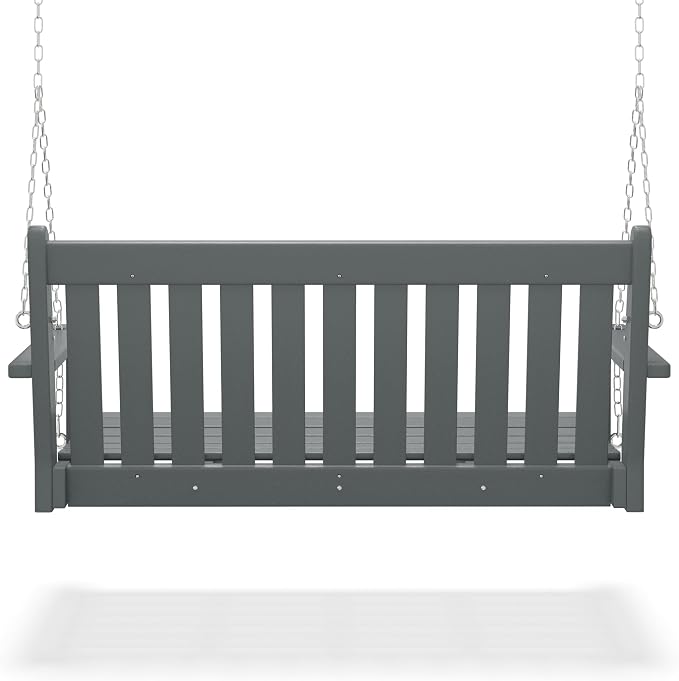 COSTAELM Paradise Outdoor Patio HDPE Hanging Front Porch Swing Bench - Image 5