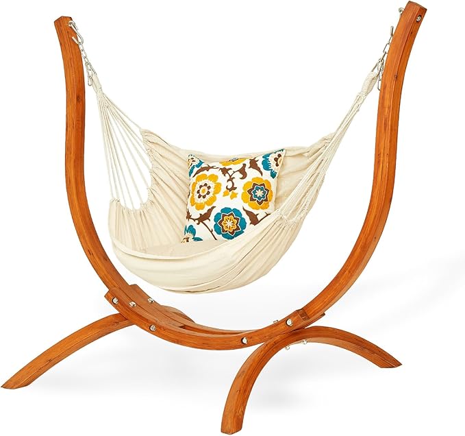 Premium Wooden Hammock Stand only, Sun Protection & Rain Resistant, Heavy Duty by SELFLA