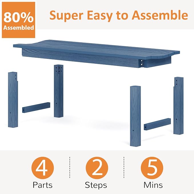 Outdoor Bench, 2-Person Patio Backless Bench Holds up to 800lbs, Weatherproof - Image 6