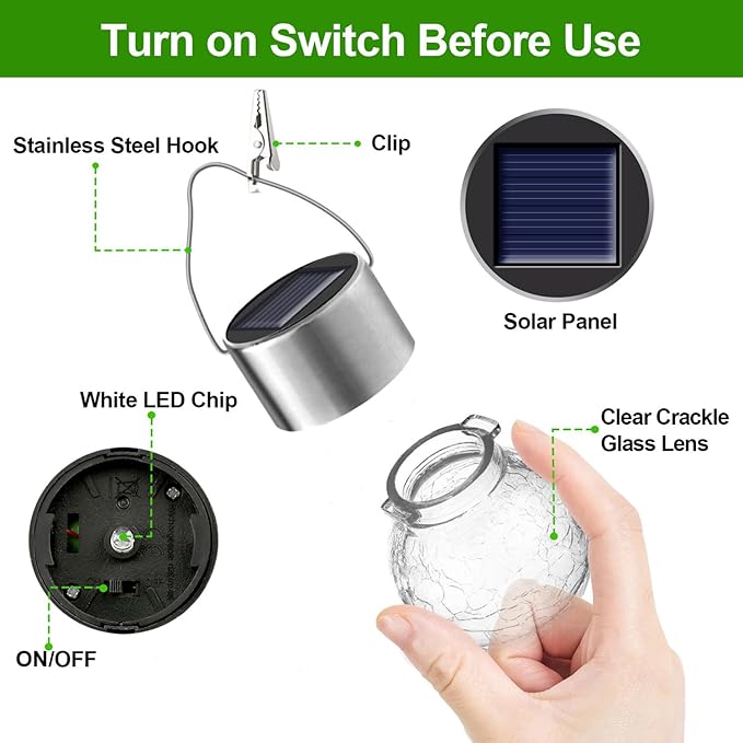 Solar Lights Outdoor Hanging Decorative Globe 8 Pack, Waterproof Solar Lantern - Image 6