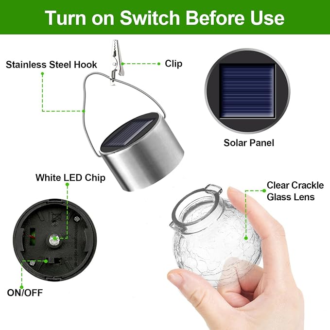 Solar Lights Outdoor Hanging Decorative Globe 24 Pack, Waterproof Solar Lantern - Image 6