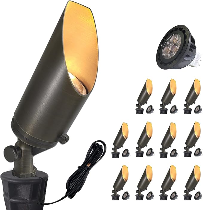 COLOER Brass Landscape Spotlights, 12 Pack Spotlight Fixture Outdoor by COLOER
