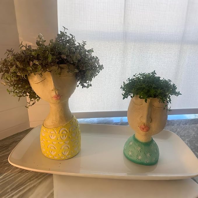 DiliComing Resin Face Planters Pots Head - Image 4