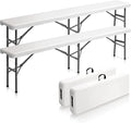Outvita 2 Pack 6ft Folding Portable Bench, Waterproof Foldable Plastic Bench by Outvita