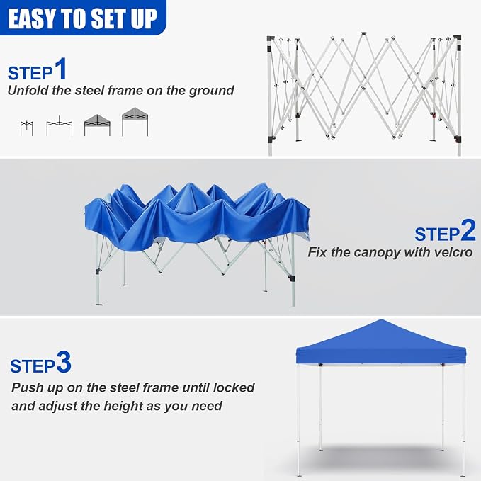 10x10ft Pop Up Canopy Tent, Heavy Duty Waterproof Folding Tent - Image 3