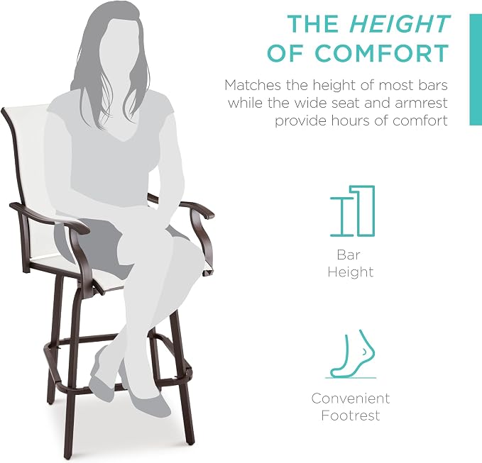 Best Choice Products Set of 2 Swivel Barstools, Bar Height Outdoor Chairs - Image 7