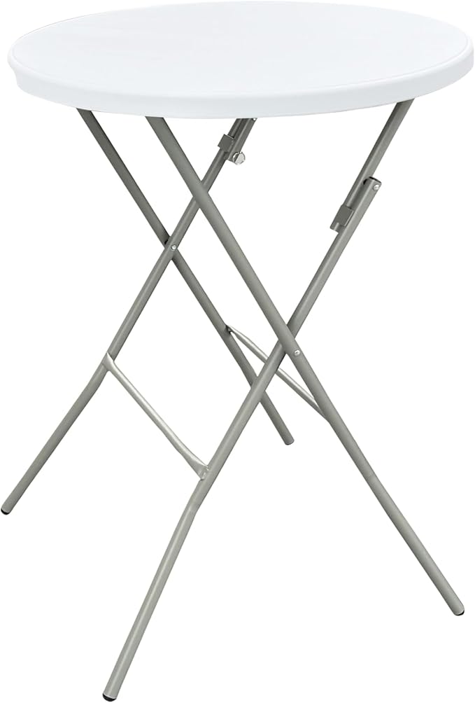 28in Cocktail Table, no Assembly Required, High Top Bistro Round Plastic by Go-TrioOutdoorFurniture