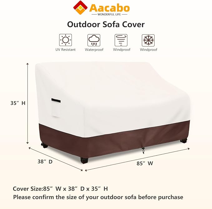 Outdoor Couch Covers, 85 Inches Outdoor Sofa Cover, Waterproof Patio Furniture - Image 2