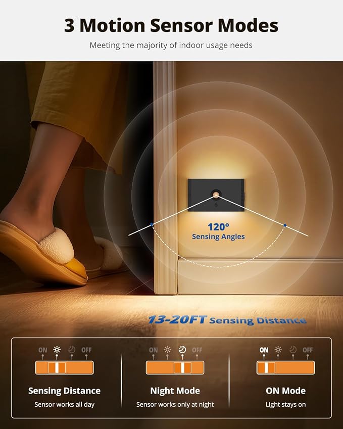 wowatt Rechargeable Motion Sensor Stair Light, Dimmable Stair Lights Indoor - Image 4