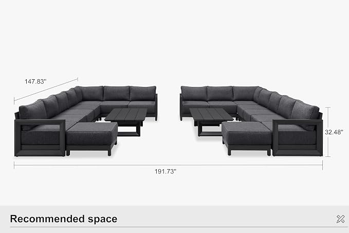 PURPLE LEAF Patio Furniture Set U-Shaped Outdoor Couch - Image 9