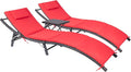 Devoko Patio Chaise Lounge Sets Outdoor Rattan Adjustable Back 3 Pieces by DEVOKO