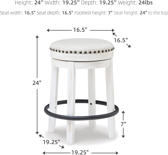 Signature Design by Ashley Valebeck Casual Upholstered Swivel Stool, Round - Image 3