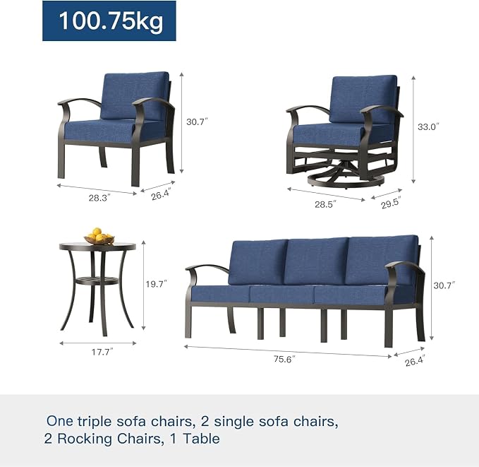 Kullavik Aluminum Patio Furniture Set - Image 6